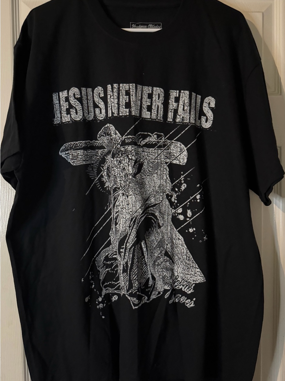 Men's Black Graphic 'Jesus Never Fails' T-Shirt
